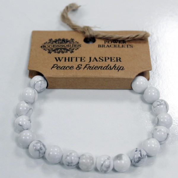 Bransoletka Mocy z kamieniami - JASPIS BIAŁY White Jasper