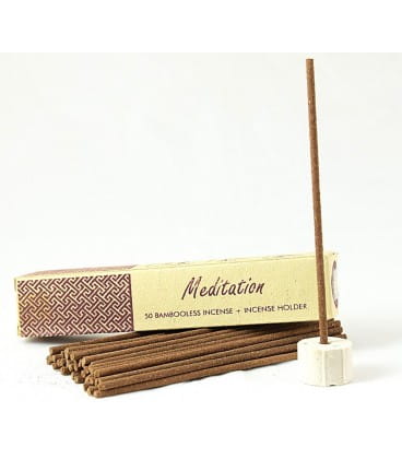 Kadzidła indyjskie ziołowe bez bambusa z ceramicznym stojakiem MEDITATION 50 sztuk Song of India