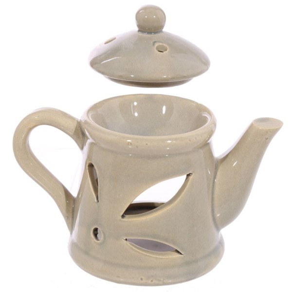 Ceramiczny Kominek na olejki eteryczne z pokrywką Czajniczek - cappucino