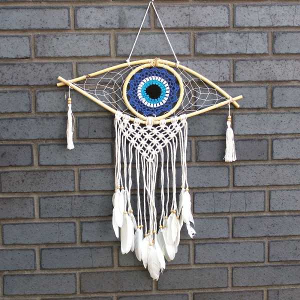 Ochronny Łapacz Snów - Makrama Evil Eye - Czarny