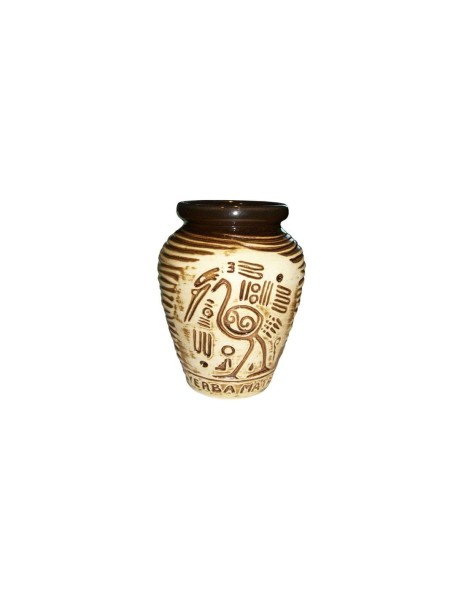 Matero ceramiczne prążek 240ml miodowe piękny, aztecki wzór