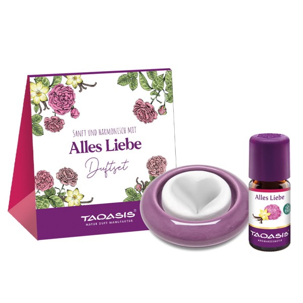Zestaw Olejków ALLES LIEBE (WSZYSTKO KOCHAM) Z KAMIENIEM ZAPACHOWYM, 5 ml BIO, TAOASIS/Baldini