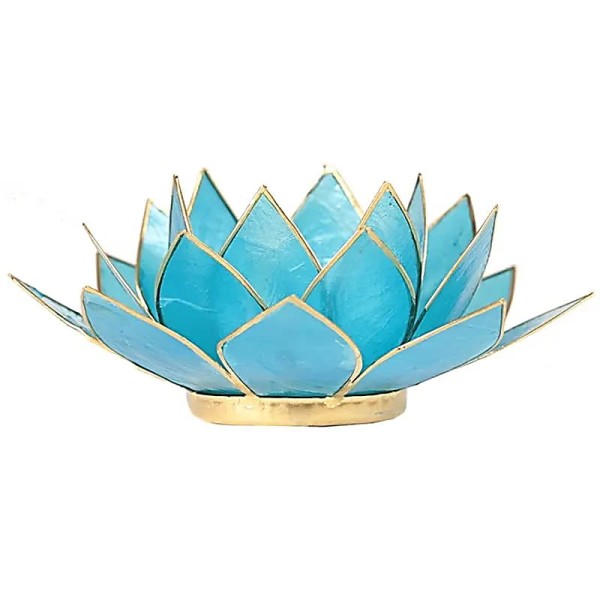 Świecznik tealight Muszla Capiz Kwiat Lotosu czakra gardła 13,5cm