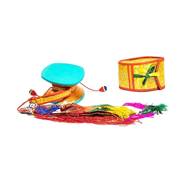 Bęben Mystic Ritual Damaru + pokrowiec 13x11x7 cm