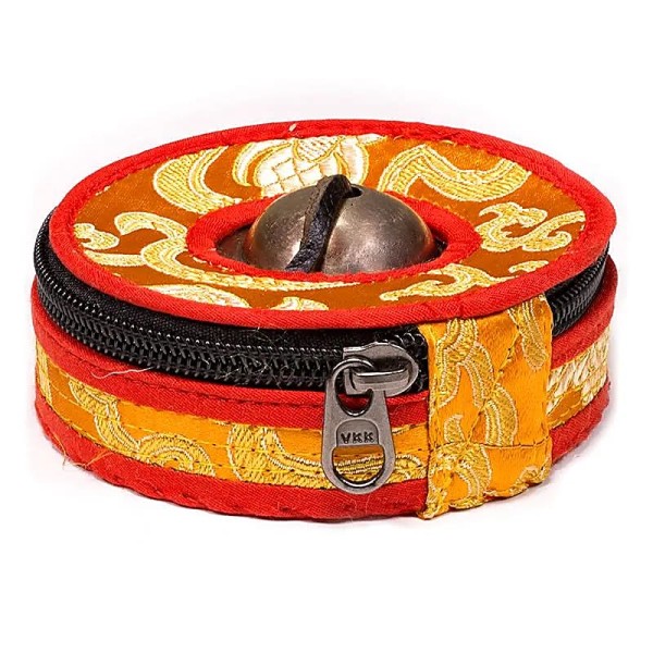 Pokrowiec, Etui, Futerał na Tingsha pomarańczowy/czerwony Duży 9 cm