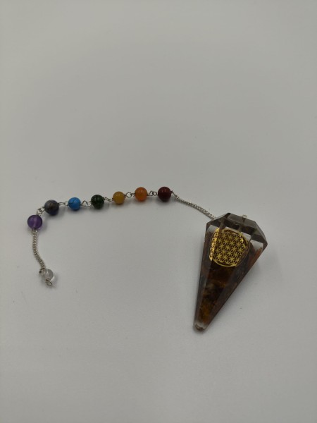 Wahadełko z Orgonitem Czakry - Kwiat Życia - Brązowy