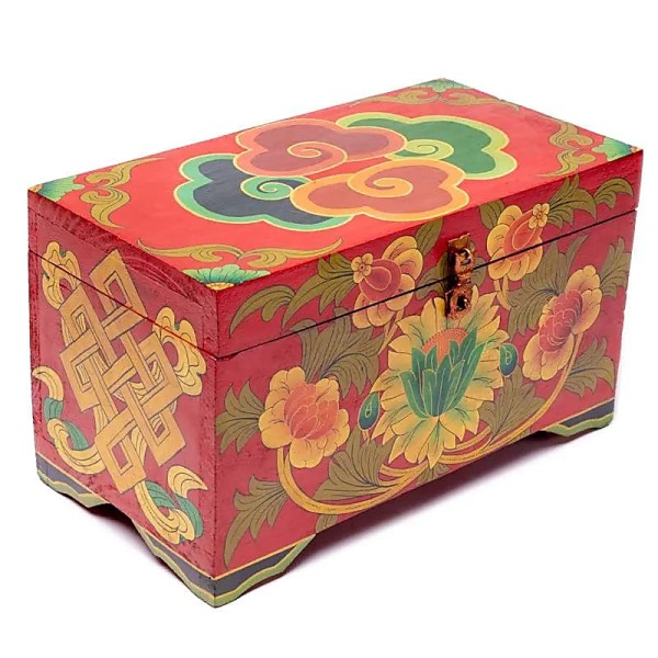 Skrzynia drewniana tybetańskie ręcznie malowane spirale