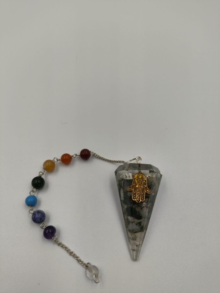 Wahadełko z Orgonitem Czakry - Hamsa zielono-białe