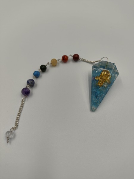 Wahadełko z Orgonitem Czakry - Hamsa odcień jasnoniebieski