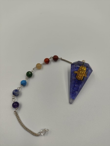 Wahadełko z Orgonitem Czakry - Hamsa Ciemnoniebieskie