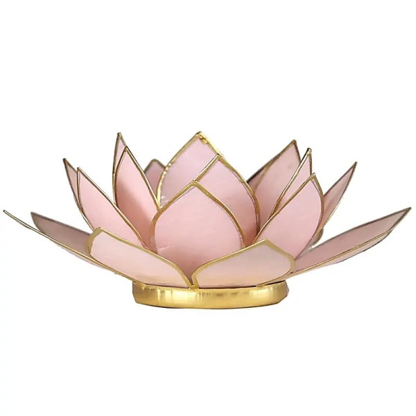 Świecznik tealight Muszla Capiz Kwiat Lotosu różowy 13,5cm