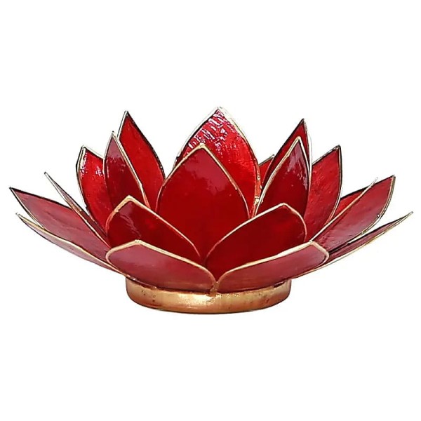 Świecznik tealight Muszla Capiz Kwiat Lotosu czakra podstawy złota 13,5cm