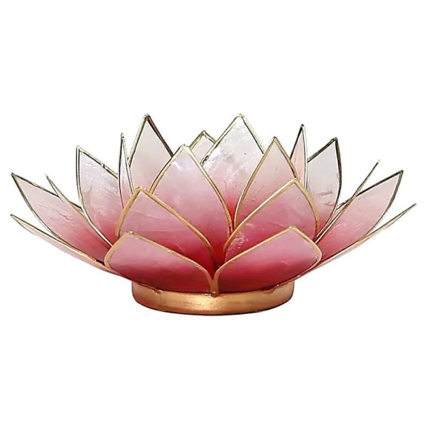 Świecznik tealight Muszla Capiz Kwiat Lotosu czerw róż złoto 13,5cm