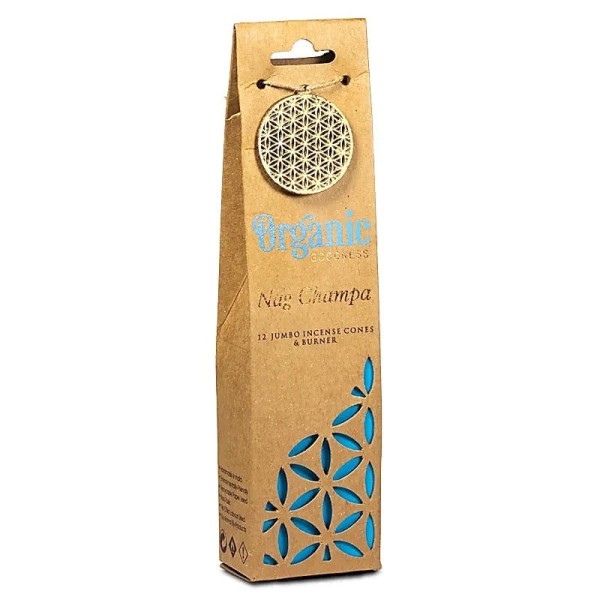 Kadzidełka stożkowe Organic Goodness Nag Champa + podstawka