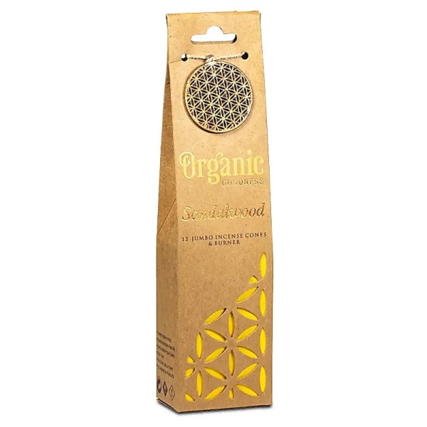 Kadzidełka stożkowe Organic Goodness Drzewo Sandałowe + podstawka