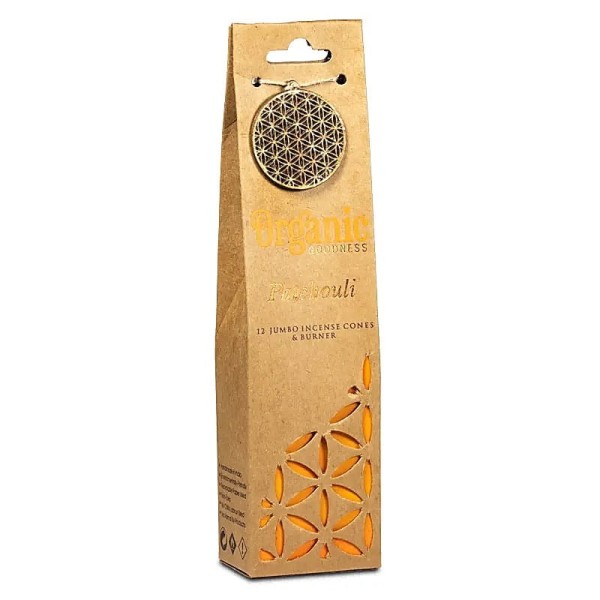 Kadzidełka stożkowe Organic Goodness Patchouli, Paczula + podstawka