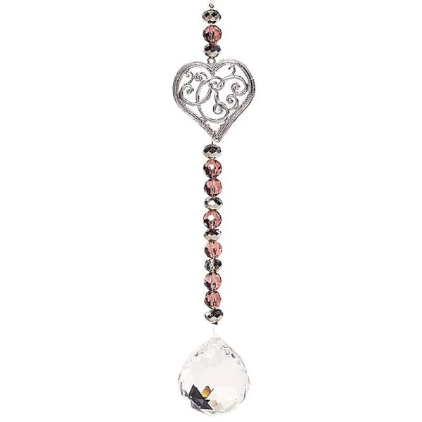 Kryształowa zawieszka  Feng Shui serce z kryształową kulą