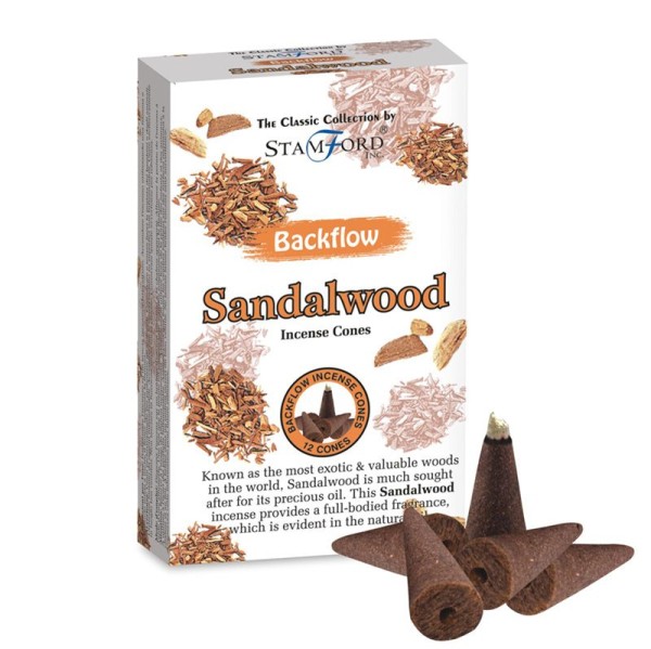 Kadzidełka Stamford Backflow DRZEWO SANDAŁOWE Sandalwood 12szt.