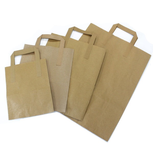 TORBA PAPIEROWA prosta, naturalna z uchwytem 5 sztuk