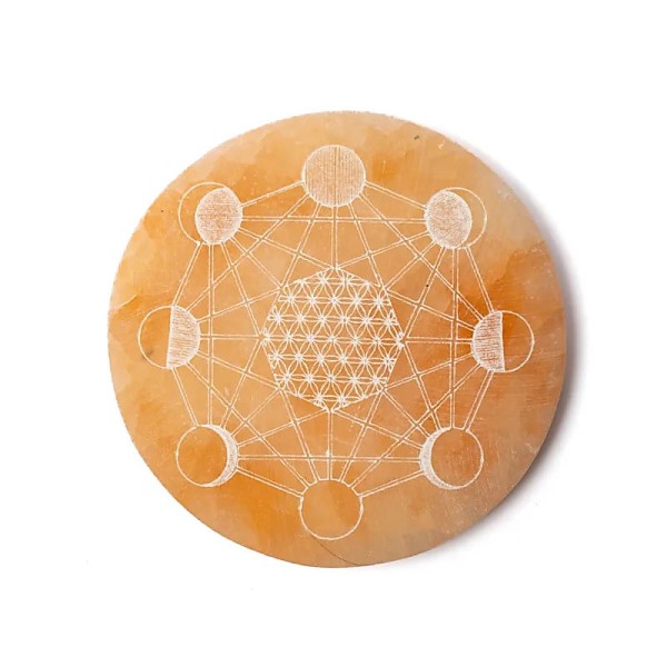 Selenitowa płytka w kolorze brzoskwiniowym 12 cm