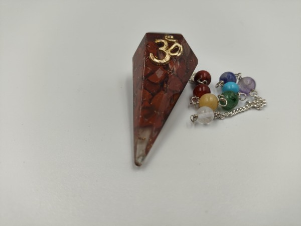 Wahadełko z Orgonitem Czakry - Om Czerwony Jaspis