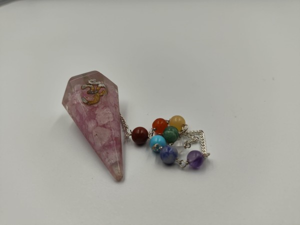 Wahadełko z Orgonitem Czakry - Om Kwarc Różowy