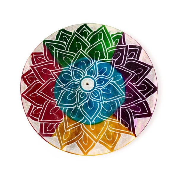 Podstawka rzeźbiona  ze steatytu na kadzidło kwiat lotosu czakry 9,5cm