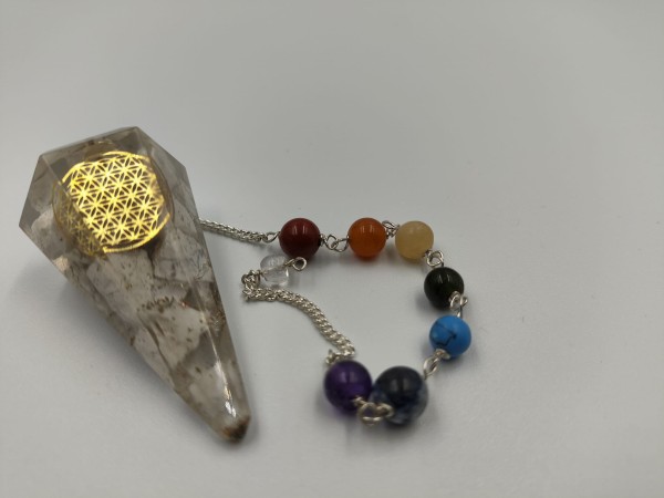 Wahadełko z Orgonitem Czakry - Kwiat Życia biały