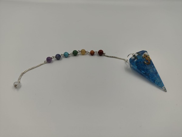 Wahadełko z orgonitem czakry OM Niebieskie