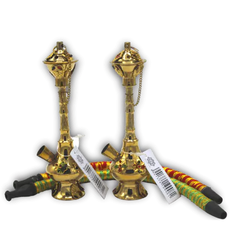 Mosiężna Fajka wodna w ozdobne liście