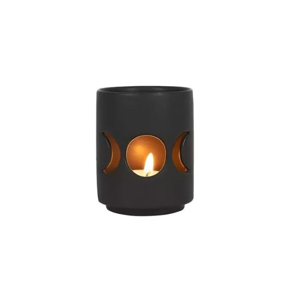 Kominek zapachowy ceramiczny czarny potrójny księżyc  9 cm