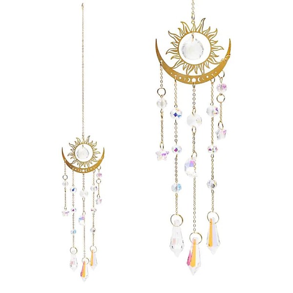 Łapacz słońca Suncatcher -Słońce i Półksiężyc ze szkłem kryształowym