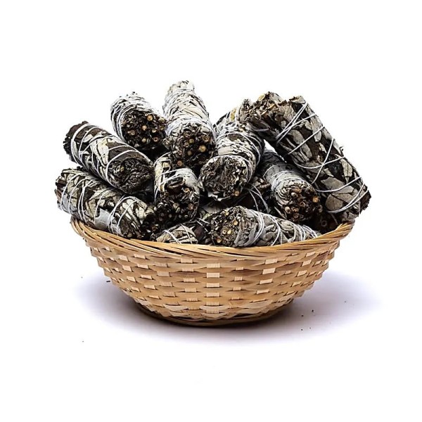 Kadzidło w pęczku Biała Szałwia z Yerba Santa S - 24 sztuki w koszyku