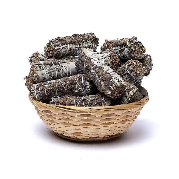 Kadzidło w pęczku Biała szałwia z lawendą S w koszu 24 sztuki