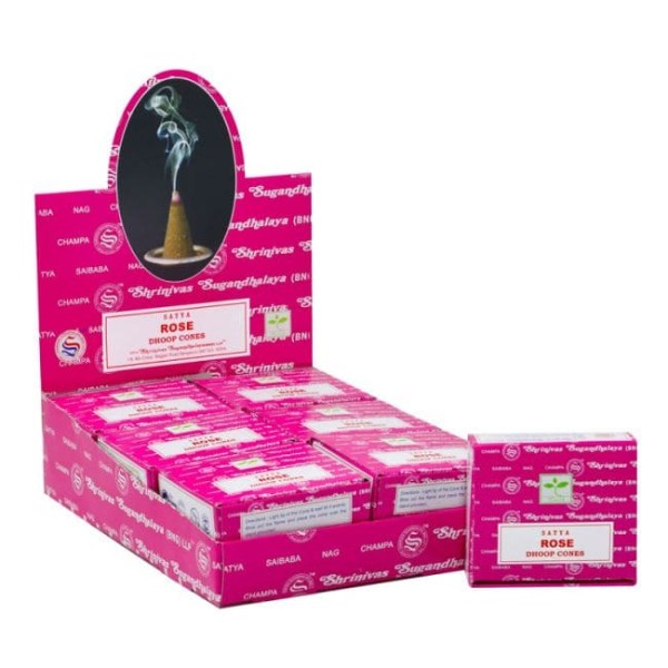 Kadzidełka Stożkowe Satya – Róża (Rose Dhoop)