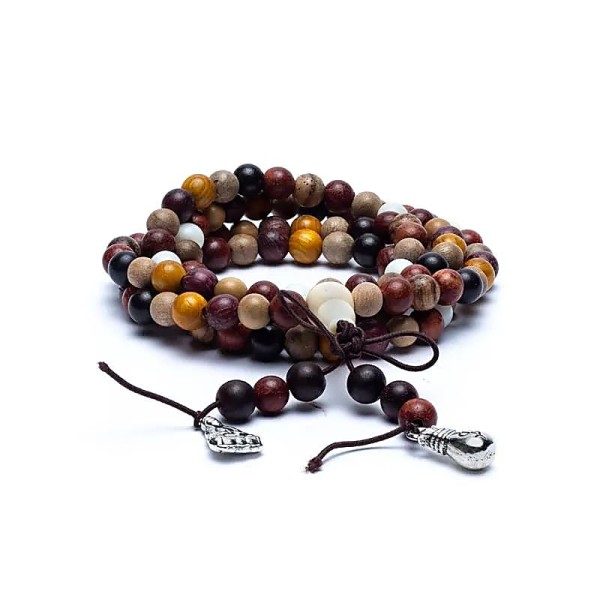 Mala Buddyjska z 4 Rodzajów Drewna – 108 Koralików na Gumce