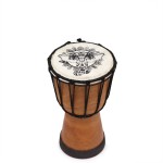 Bęben Djembe 20 cm – Rękodzieło, Drewno i Skóra Kozia, Motyw Słonia