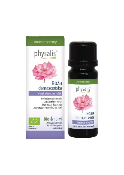 Olejek eteryczny Róża Damasceńska 10ml Cert. BIO 100% Naturalny Physalis